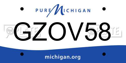 GZOV58 Michigan License Plate