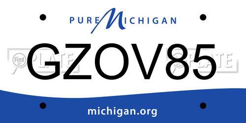 GZOV85 Michigan License Plate