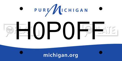 H0P0FF Michigan License Plate