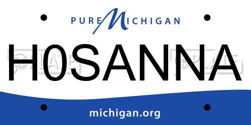 H0SANNA Michigan License Plate