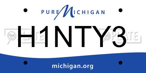 H1NTY3 Michigan License Plate