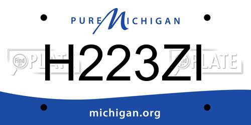 H223ZI Michigan License Plate