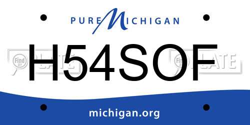 H54SOF Michigan License Plate