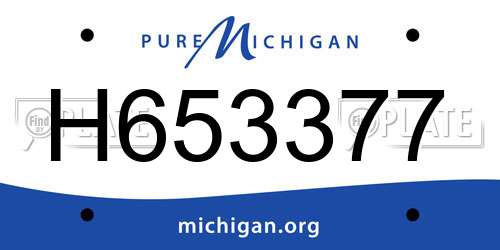 H653377 Michigan License Plate