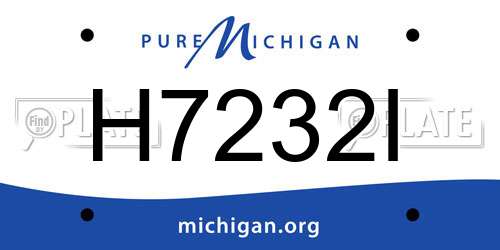 H7232I Michigan License Plate
