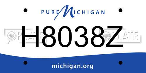 H8038Z Michigan License Plate