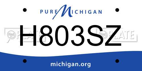 H803SZ Michigan License Plate