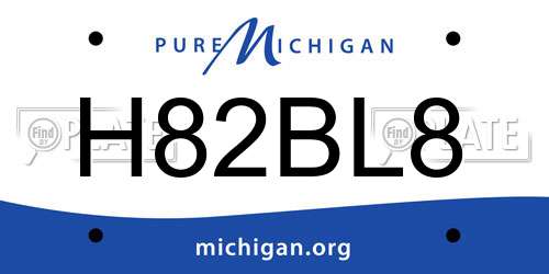 H82BL8 Michigan License Plate