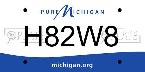 H82W8 Michigan License Plate