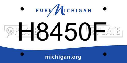 H8450F Michigan License Plate