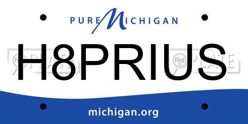 H8PRIUS Michigan License Plate