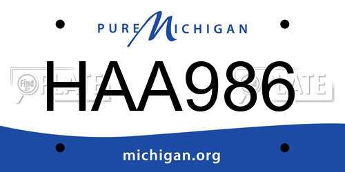 HAA986 Michigan License Plate
