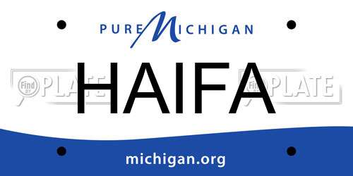 HAIFA Michigan License Plate