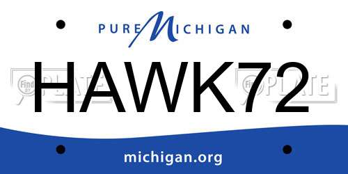 HAWK72 Michigan License Plate