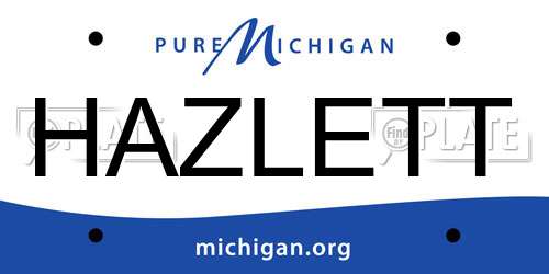 HAZLETT Michigan License Plate