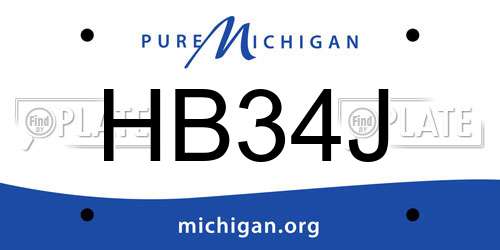 HB34J Michigan License Plate