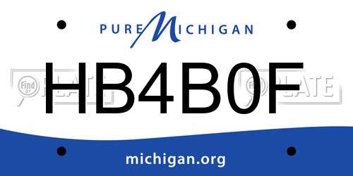 HB4B0F Michigan License Plate