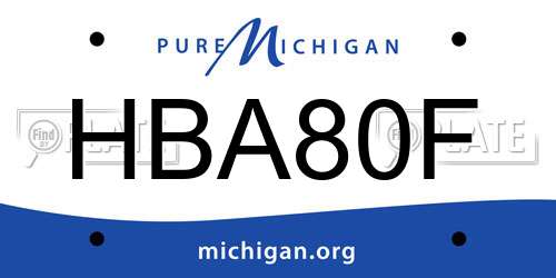 HBA80F Michigan License Plate