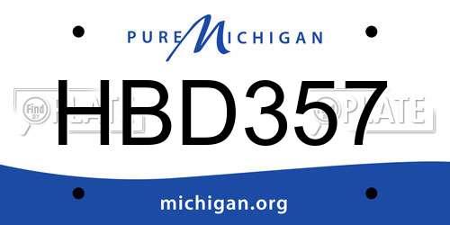 HBD357 Michigan License Plate
