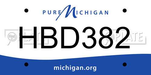 HBD382 Michigan License Plate