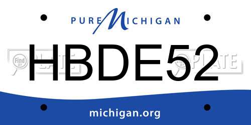 HBDE52 Michigan License Plate