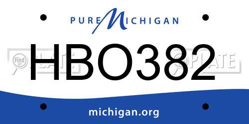 HBO382 Michigan License Plate