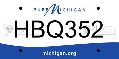 HBQ352 Michigan License Plate