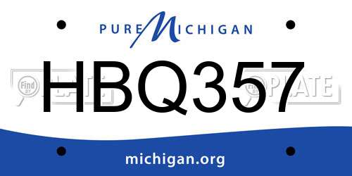 HBQ357 Michigan License Plate