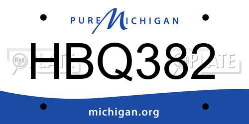 HBQ382 Michigan License Plate