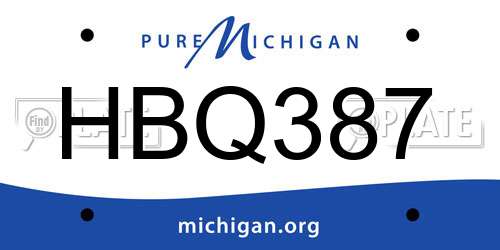 HBQ387 Michigan License Plate