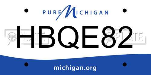 HBQE82 Michigan License Plate