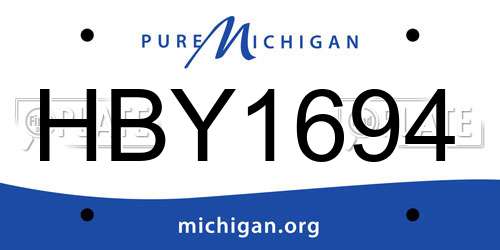 HBY1694 Michigan License Plate