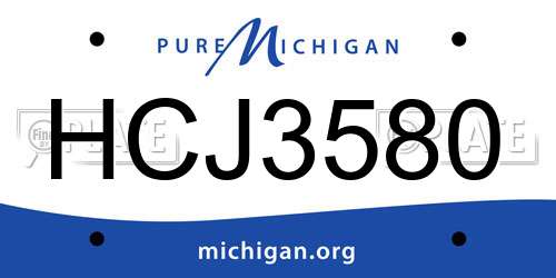 HCJ3580 Michigan License Plate