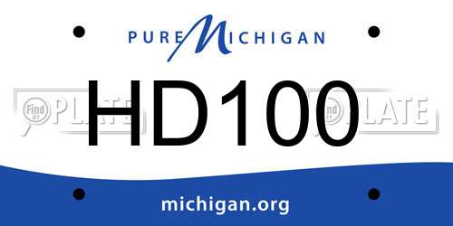 HD100 Michigan License Plate