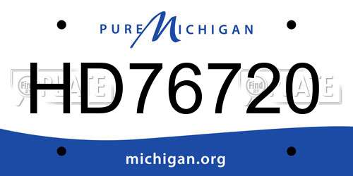 HD76720 Michigan License Plate
