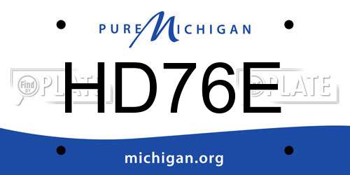 HD76E Michigan License Plate