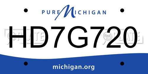 HD7G720 Michigan License Plate