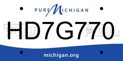 HD7G770 Michigan License Plate