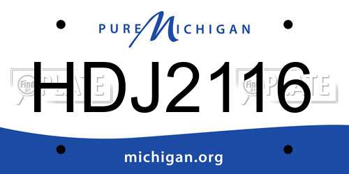 HDJ2116 Michigan License Plate