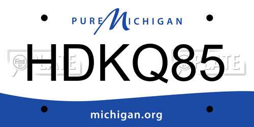 HDKQ85 Michigan License Plate