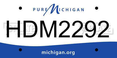HDM2292 Michigan License Plate