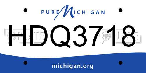 HDQ3718 Michigan License Plate