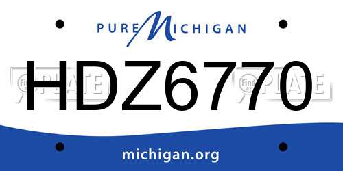 HDZ6770 Michigan License Plate
