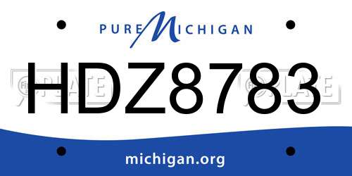 HDZ8783 Michigan License Plate