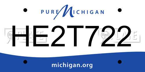 HE2T722 Michigan License Plate