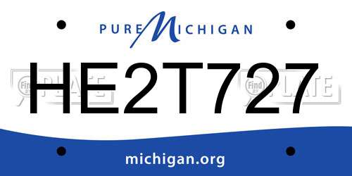 HE2T727 Michigan License Plate