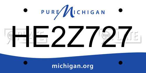HE2Z727 Michigan License Plate