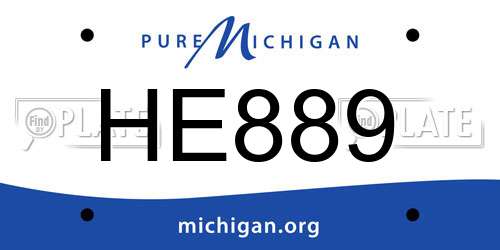 HE889 Michigan License Plate