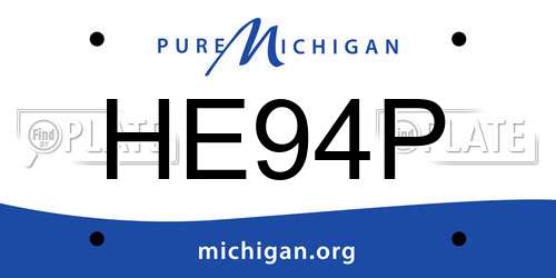HE94P Michigan License Plate