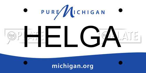 HELGA Michigan License Plate